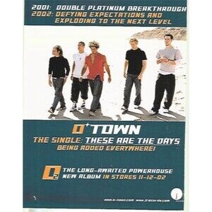 O-Town O2 Album 2002 Music Promo Trade Ad 8.5x11 Boy Band Collectible
